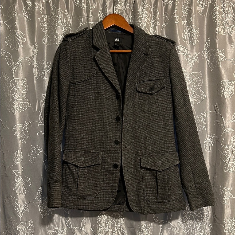 H&M Charcoal Jacket With Button Details - image 1